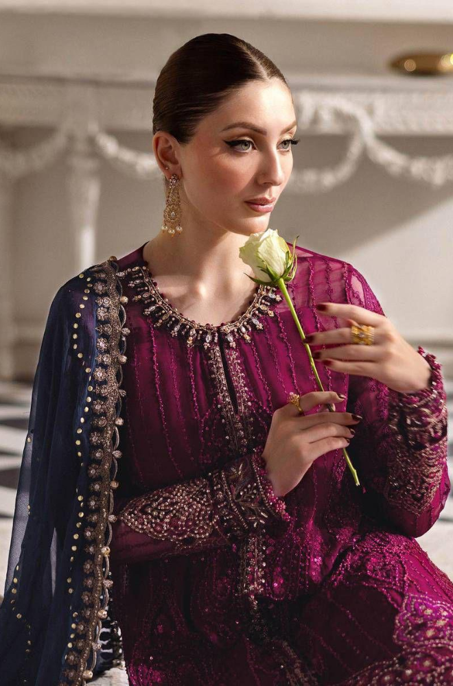 3PC Unstitched Embroidery Chiffon Dress - RC 1342