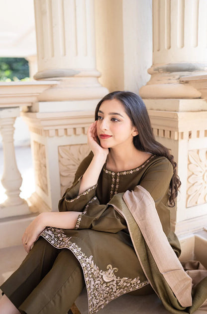 Aisling - 3PC Unstitched Dhanak Embroidered Shirt with Dhanak Shawl and Trouser - RC 1146