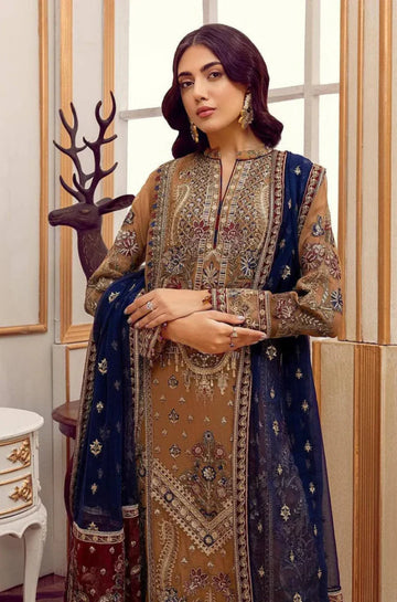 3PC Unstitched Organza Luxury Festive Embroidered Wedding Dress - RC 1348