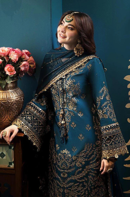 3PC Unstitched Heavy Embroidery Dress With Chiffon Embroidery Dupatta - RC 1366