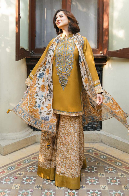3PC Unstitched Embroidered Dhanak Suit - RC 1182