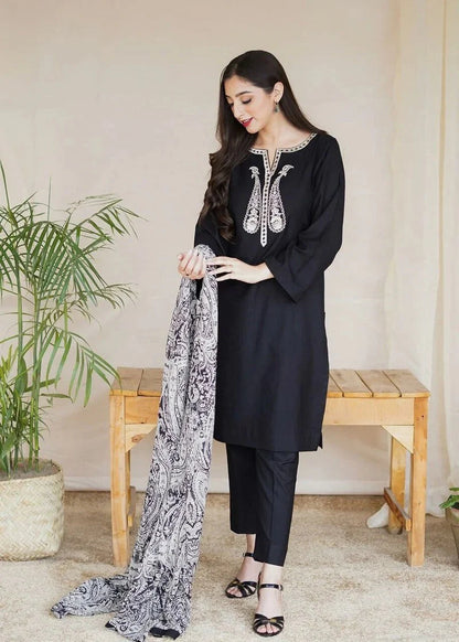 Aisling - 3PC Dhanak Embroidered Shirt with Dhanak Printed Shawl and Trouser - RC 1105