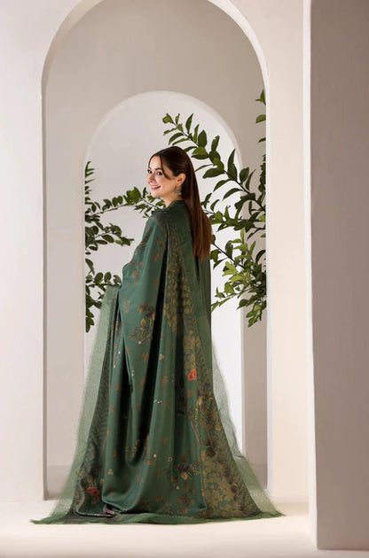 Sobia Nazir - 3PC Unstitched Dhanak Embroidered Shirt with Printed Shawl - RC 1150