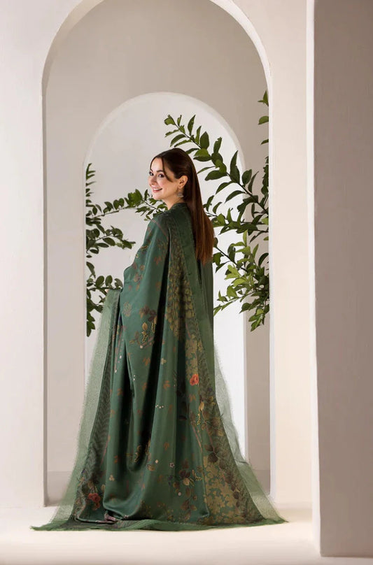 3PC Unstitched Dhanak Embroidered Shirt with Printed Shawl - RC 1150