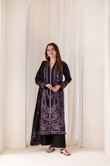 3PC Unstitched Lawn Embroidered Shirt with Embroidered Crinkle Dupatta - RC 1051