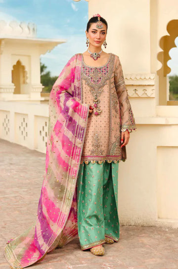 3PC Unstitched Pure Organza Embroidered Fully Heavy Dress - RC 1351