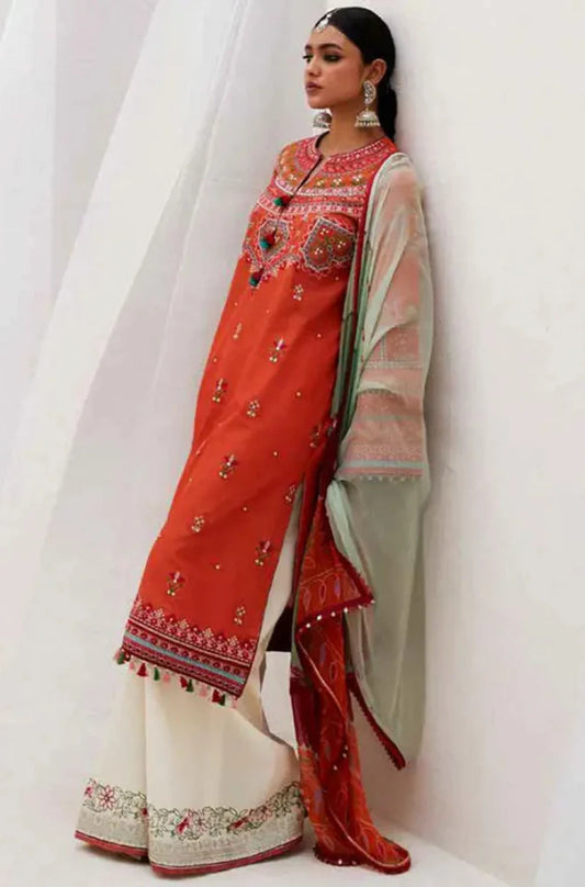 3PC Unstitched Dhanak Embroidered Shirt with Digital Printed shawl and Embroidered Trouser - RC 1152