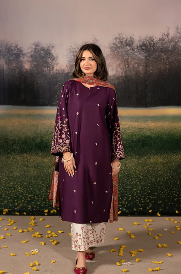 3PC Unstitched Lawn Embroidered Shirt with Printed Chiffon Dupatta - RC 1082