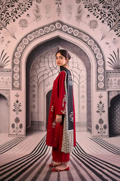 Urge- 3PC Unstitched Dhanak Embroidered Shirt with Digital Printed shawl and Embroidered Trouser - RC 1153