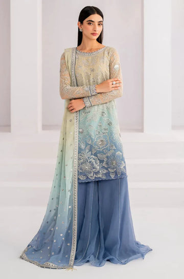 3PC UNSTITCHED HEAVY EMBROIDERED ON CHIFFON - RC 1354