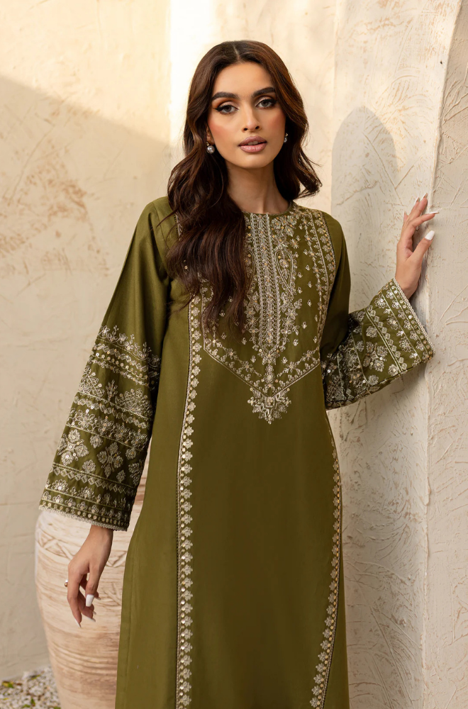 2PC Unstitched Lawn Embroidered Shirt with Lawn Trouser - RC 1056