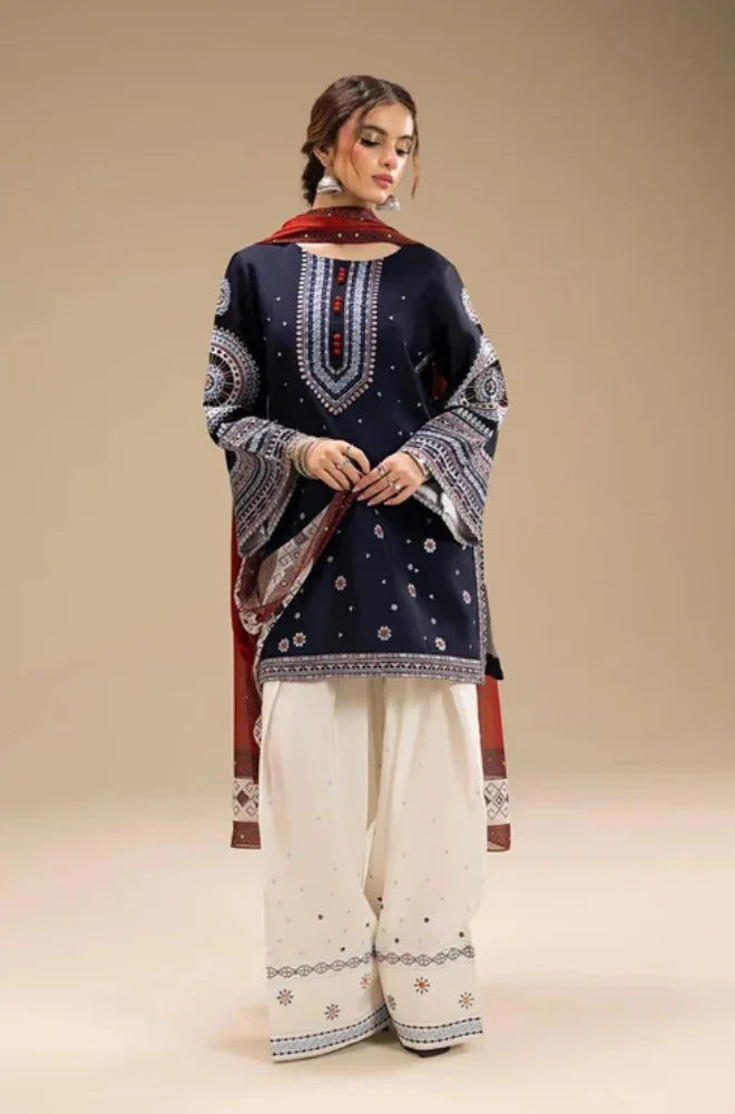 Jazmin- 3PC Unstitched Dhanak Embroidered Shirt with Digital Printed shawl and Embroidered Trouser - RC 1156