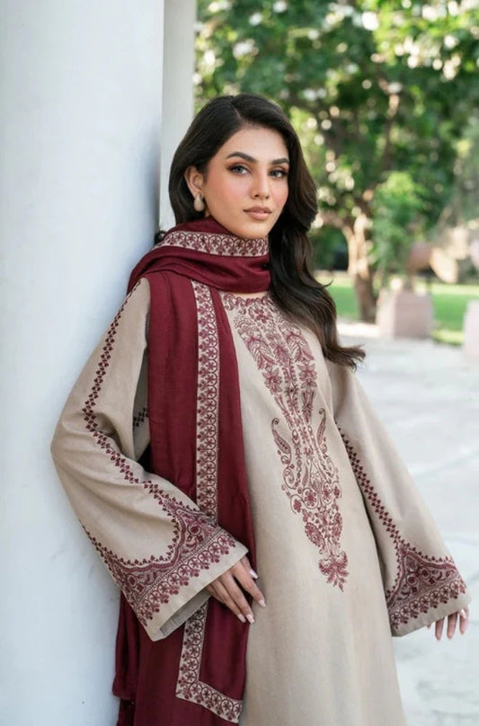 Baroque - Lawn 3PC Unstitched Embroidered Shirt with Embroidered Chiffon Dupatta - RC 1007