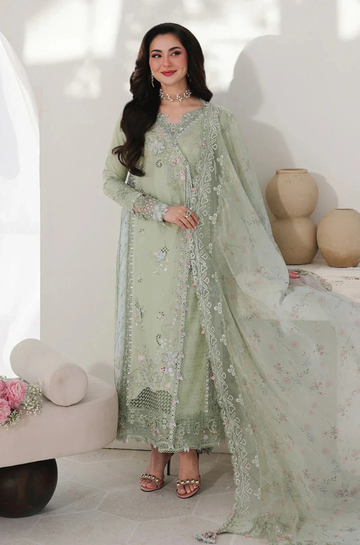3PC Unstitched Lawn Embroidered Shirt with Embroidered Chiffon Dupatta and Trouser - RC 1005