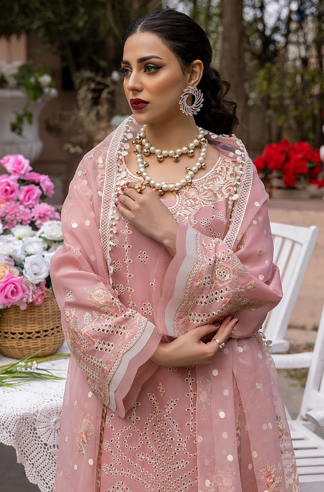3PC Unstitched Lawn Embroidered Shirt with Embroidered Slub Net Dupatta - RC 1205