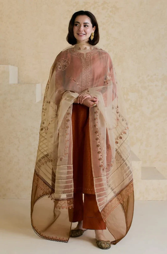 3PC Lawn Embroidered Shirt with Printed Chiffon Dupatta - RC 1014