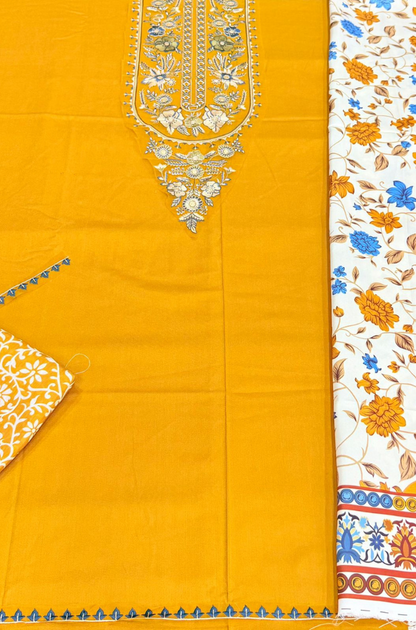 3PC Unstitched Embroidered Dhanak Suit - RC 1182