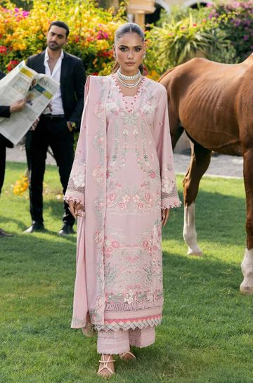 3PC Unstitched Lawn Embroidered Shirt with Embroidered Slub Net Dupatta - RC 1061