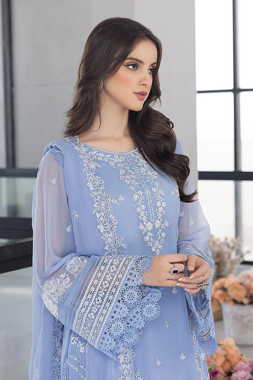 3PC Unstitched Fully Heavy Embroidered On Organza - RC 1362