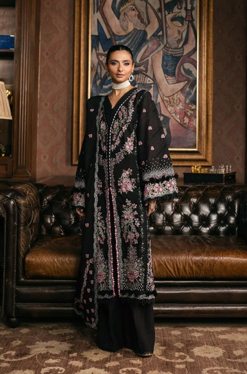 3PC Unstitched Lawn Embroidered Shirt with Embroidered Slub Net Dupatta - RC 1062