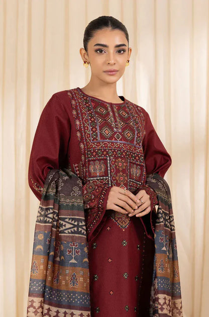 Embroidered Dhanak Unstitched 3PC Set - RC 1163