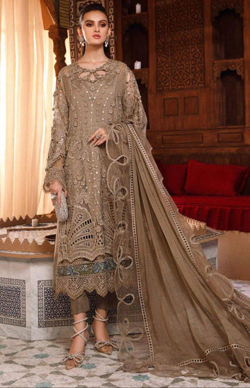 3PC Unstitched Fully Heavy Embroidered On Organza - RC 1364