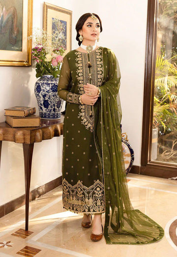 3PC Unstitched Heavy Embroidered Chiffon Dress - RC 1365