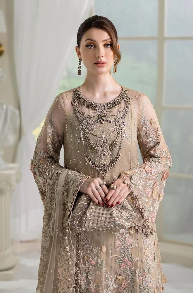 Fully Heavy Embroidered Spangle Work Front With Chiffon Fully Spray Diamond Work Dupatta - RC 1367