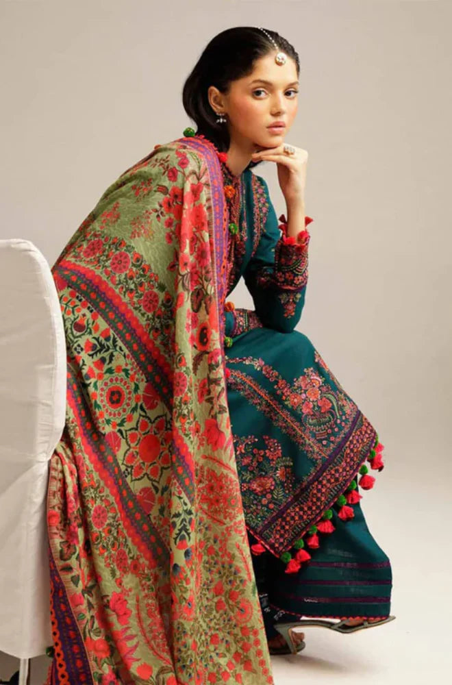 Embroidered Dhanak Unstitched 3PC Set - RC 1167