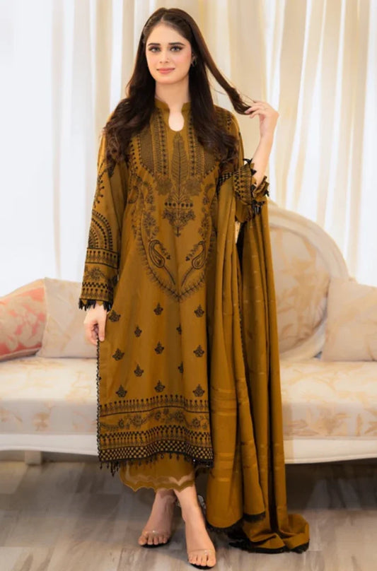 Libaas - 3PC Unstitched Dhanak Embroidered Shirt with Dhanak Embroidered Dupatta - RC 1103