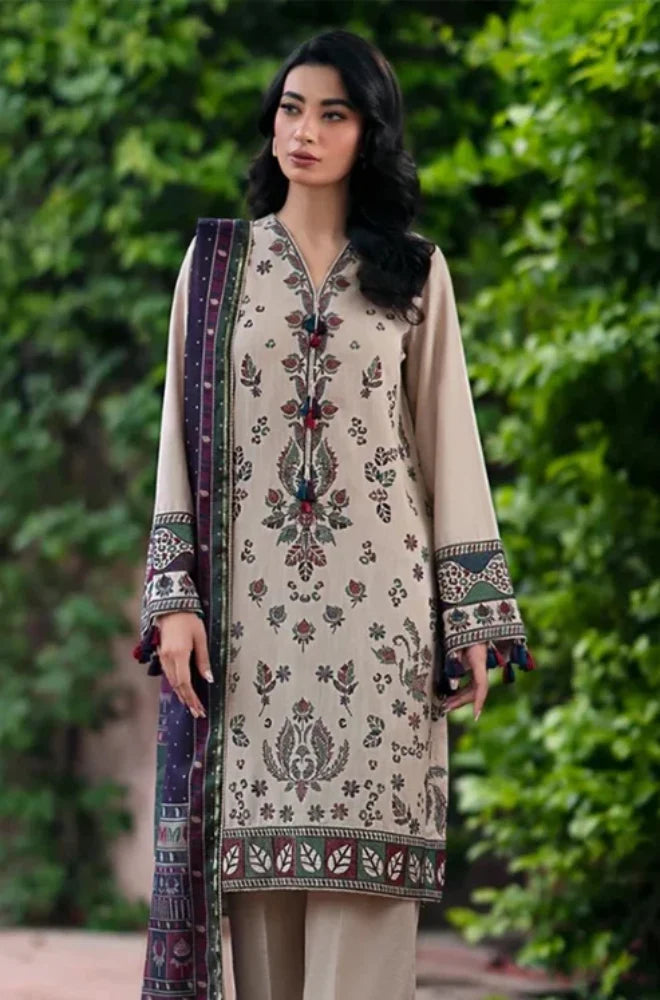 3PC Unstitched Luxury Dhanak Embroidered Suit - RC 1172