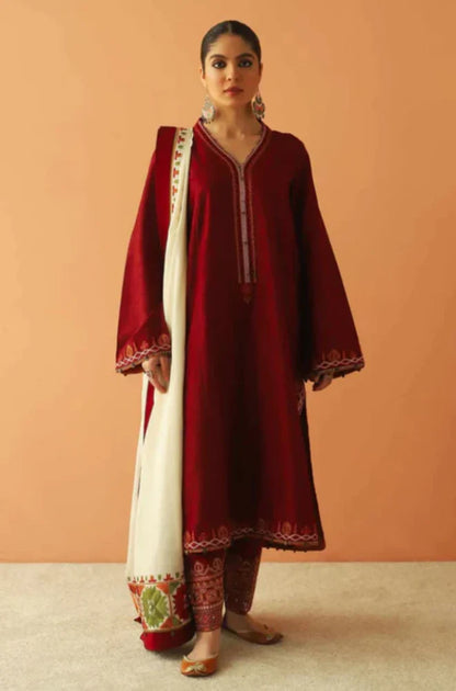 Embroidered Dhanak Unstitched 3PC Set - RC 1173