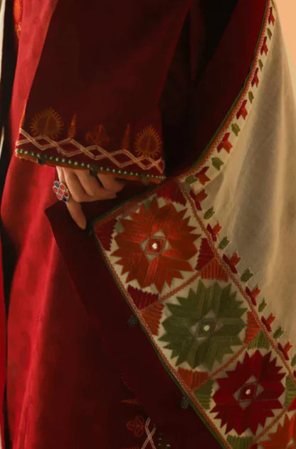 Embroidered Dhanak Unstitched 3PC Set - RC 1173