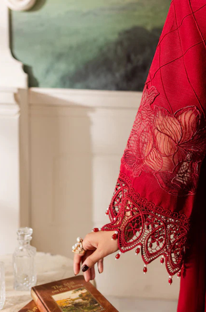 3PC Unstitched Lawn Embroidered Shirt with Embroidered Bamber Chiffon Dupatta - RC 1073