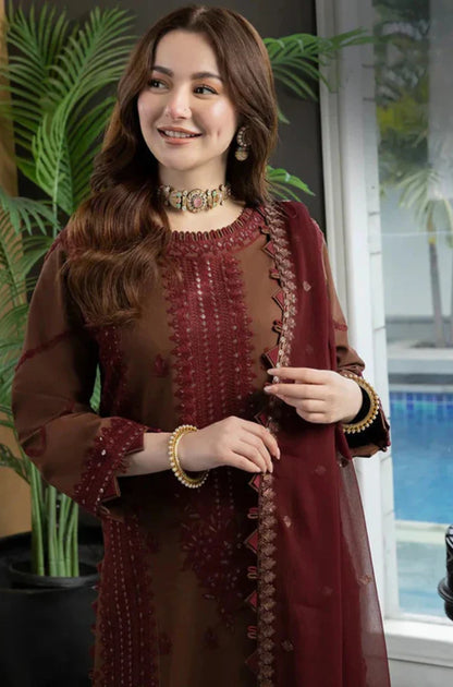 3PC Unstitched Dhanka Embroidered Sute - RC 1174