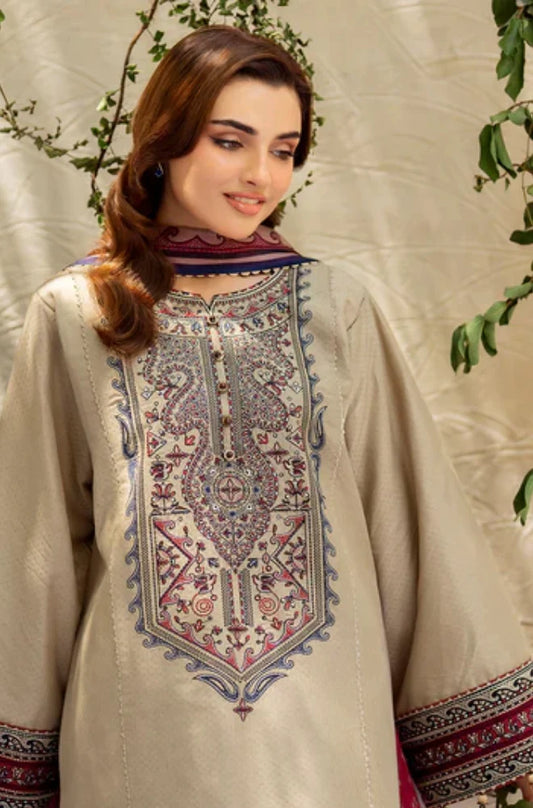 3PC Embroidered Suit On Dhanak - RC 1175