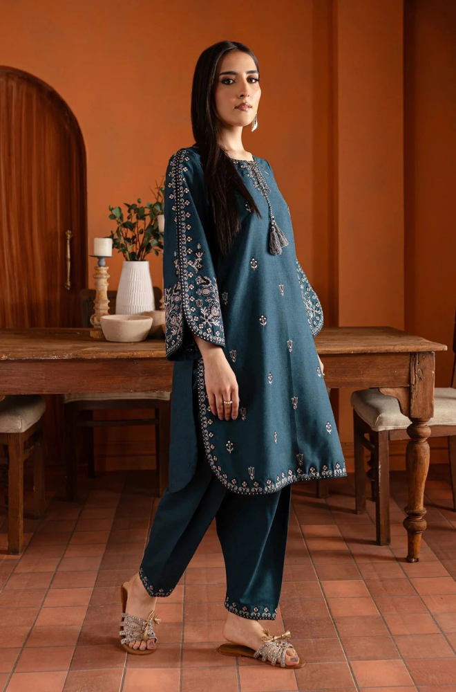 2PC Unstitched Lawn Embroidered Shirt with Lawn Trouser - RC 1055