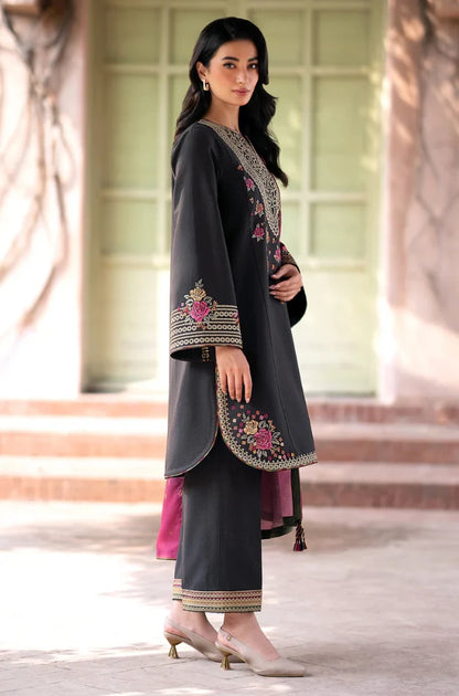3PC Unstitched Dhanak Embroidered Shirt with printed shawl and Embroidered trouser - RC 1177
