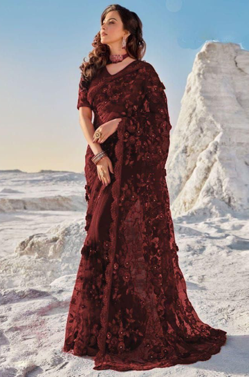 3PC Unstitched Net Exclusive Indian Style Saree - RC 1380