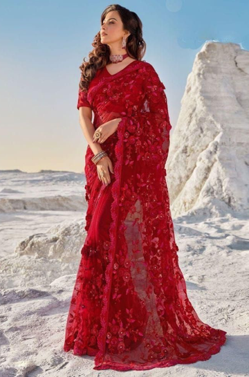 3PC Unstitched Net Exclusive Indian Style Saree - RC 1381