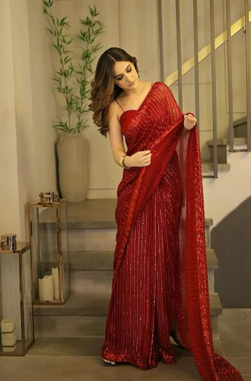3PC Unstitched Net Exclusive Indian Style Saree - RC 1383