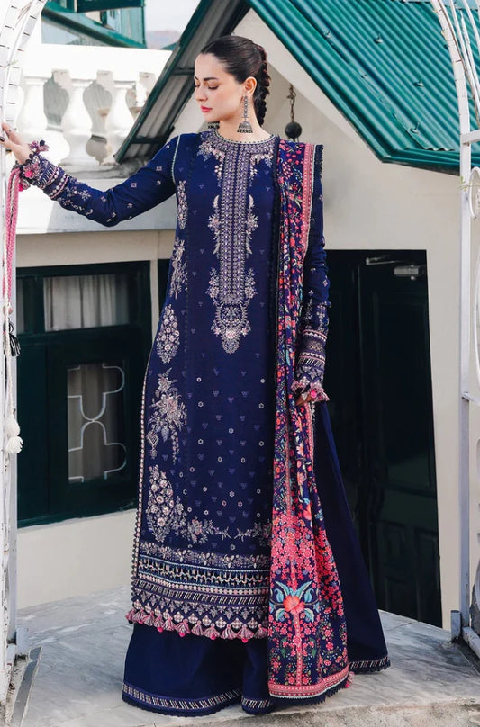 3PC Unstitched Dhanak Embroidered Shirt with coterie Shawl - RC 1184