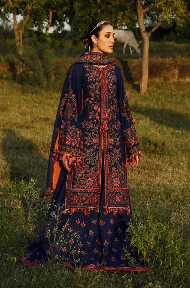 3PC Dhanak Fully Embroidered Front With Dhanak Embroidered Shawl - RC 1186