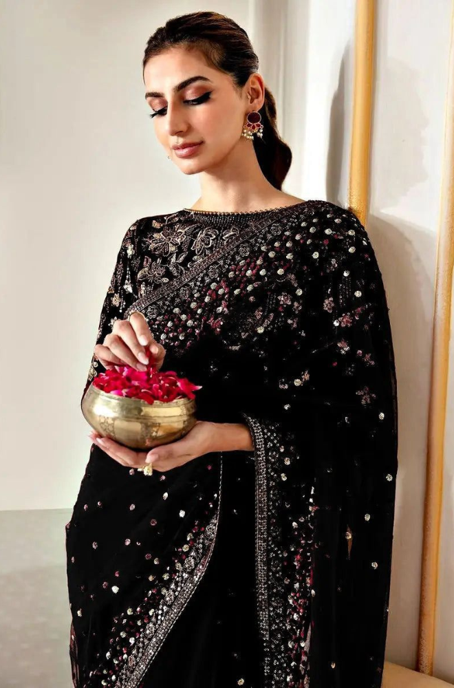 3PC Unstitched Net Exclusive Saree - RC 1386