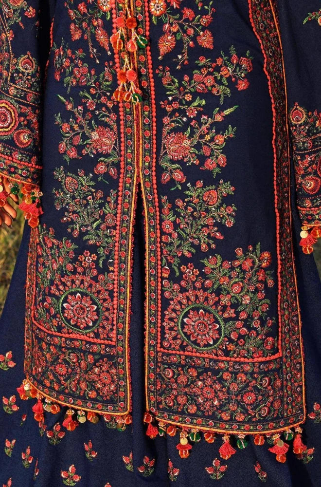 3PC Dhanak Fully Embroidered Front With Dhanak Embroidered Shawl - RC 1186