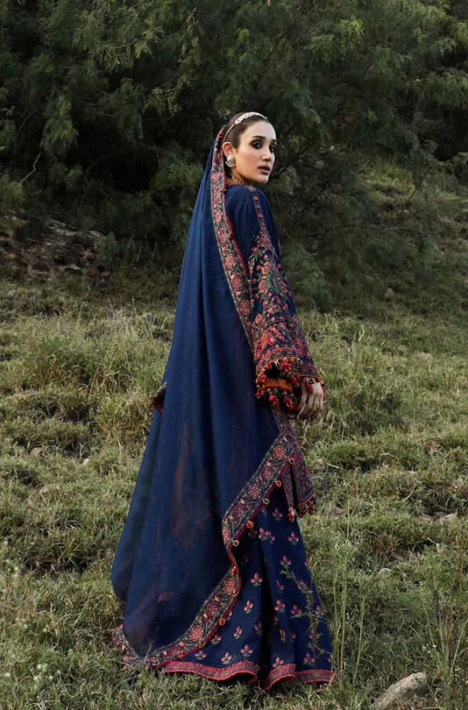 3PC Dhanak Fully Embroidered Front With Dhanak Embroidered Shawl - RC 1186