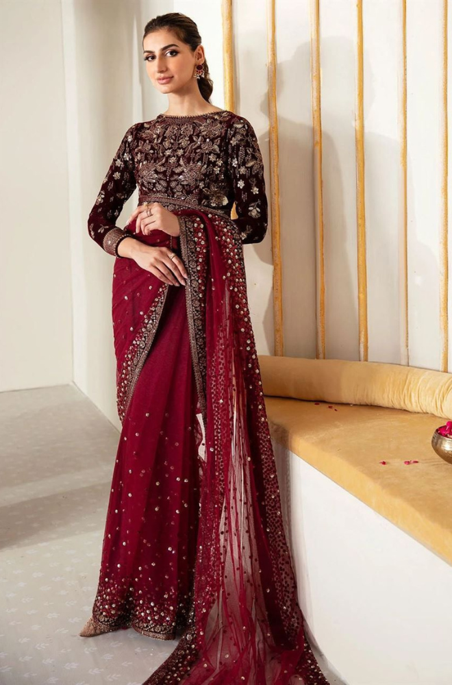 3PC Unstitched Net Exclusive Saree - RC 1387