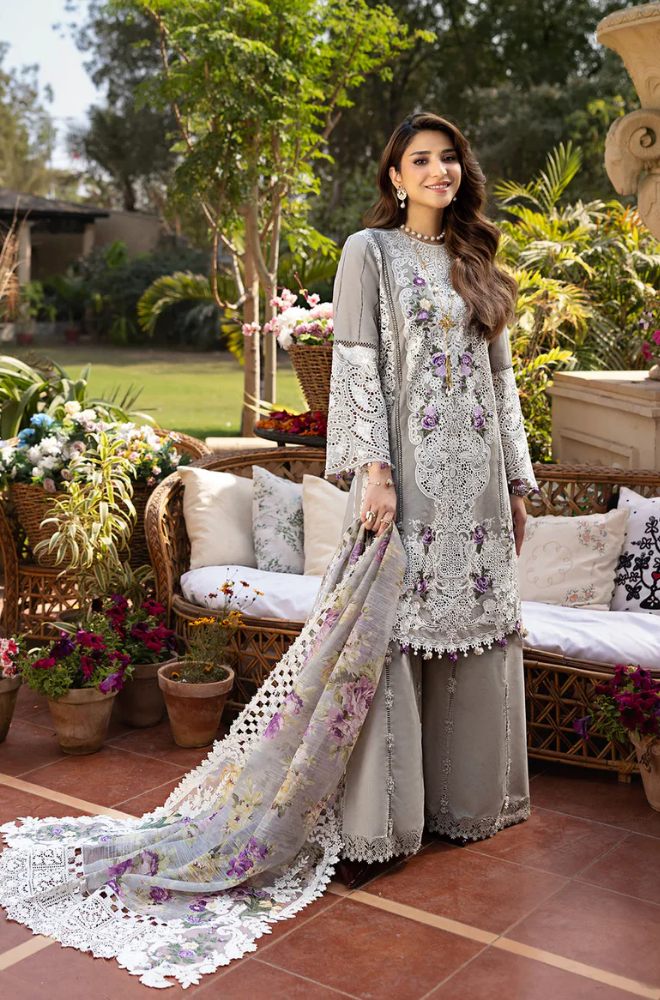 3PC Unstitched Lawn Chikankari Embroidered Shirt with Printed Embroidered Dupatta - RC 1204