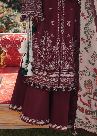 3PC Unstitched Dhanak Embroidered Shirt with Digital Printed shawl and Embroidered Trouser - RC 1181