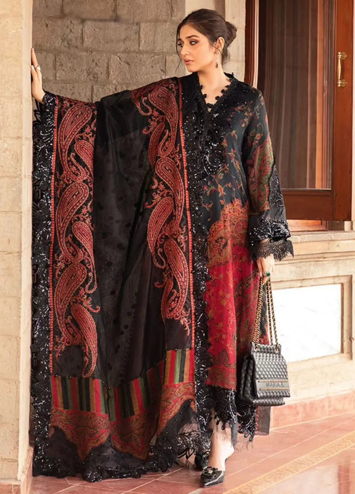 MARIA B Printed Patch Emb Lawn 3 Piece Unstitched Suit-RC 1002